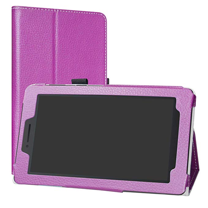 Lenovo TAB E7 Case,LiuShan PU Leather Slim Folding Stand Cover for 7.0" Lenovo TAB E7 7 Inch 2018 Android Tablet PC,Purple