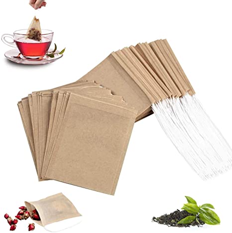 300 Pcs Biodegradable Tea Filter Bags,Disposable Tea Filter Bags,Empty Corn Fiber Drawstring Seal Filter Tea Bags for Loose Leaf Teal（3.54 x 2.75 inch） (300pcs natrual color)