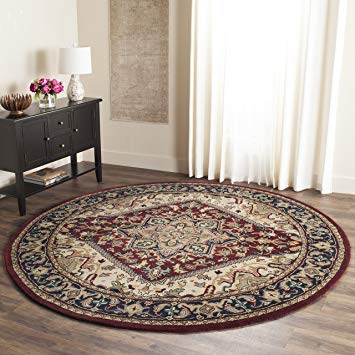 Safavieh Heritage Collection HG625A Handcrafted Traditional Oriental Heriz Medallion Red Wool Round Area Rug (6' Diameter)