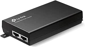 TP-Link TL-POE160S PoE  Injektor (2 Gigabit-Ports, kompatibel mit 802.3af /at, Gesamtleistung mit bis zu 30W, Wandmontage und Desktop-Design, Plug and Play)Schwarz, único