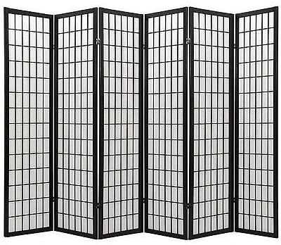Coaster Oriental Style 4-Panel Room Screen Divider, Black Framed (Black, 6 Panel)