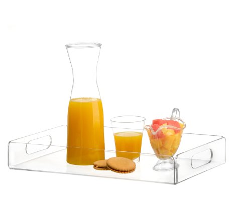 Saganizer acrylic tray tea tray and coffee table tray breakfast tray Clear Acrylic Serving Tray with Handles