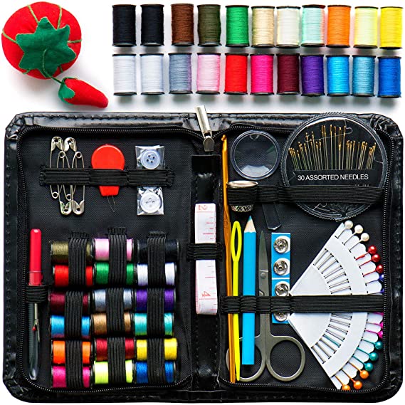 Evergreen Art Supply Sewing Kit Includes 40 Spools of Thread, All You Need, More! Perfect as a Beginner Sewing Kit, Travel Sewing Kit, Campers, Emergency Sewing Kit & More!
