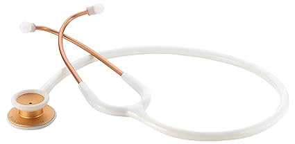 ADC Adscope Lite 619 Ultra Lightweight Clinician Stethoscope with Tunable AFD Technology, Lifetime Warranty, Rose Gold with White Tubing