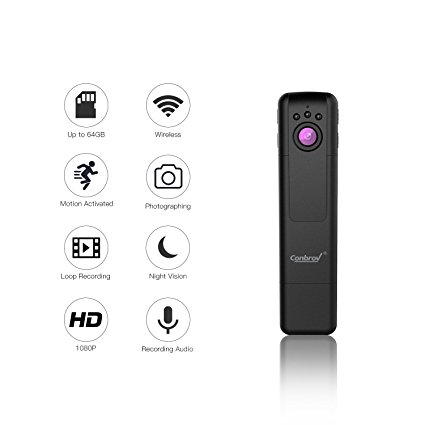 Hidden Wifi Spy Pen Cam, Conbrov WF92 1080P Full HD Portable Body Camera with Motion Detection and Night Vision Real-time Live stream