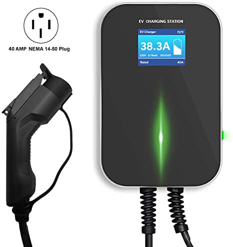 Lectron 240V 40 Amp Level 2 Electric Vehicle (EV) Charging Station with 20ft/6m J1772 Cable & NEMA 14-50 Plug - EVSE 9.6kW Compatible with All SAE J1772 Electric Vehicles