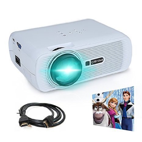 Crenova XPE460 LED Upgraded Projector 1200 Lumens 800480 Resolution Home Cinema Support PC Laptop USB TV Box iPad Smartphone - White