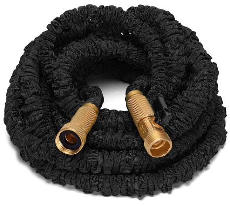 50 FT World Strongest Expandable Garden Hose - Solid Double Brass Fittings and Shut-off Valve