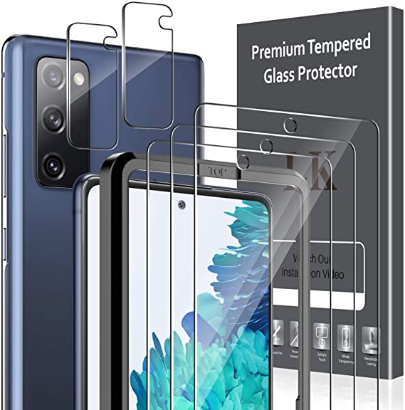 5 Pack LK 3 Pack Screen Protector   2 Pack Camera Lens Protector Compatible with Samsung Galaxy S20 FE 5G, Tempered Glass, Easy Frame Installation, HD Ultra-Thin