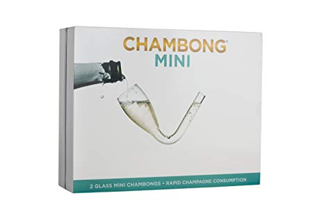 Chambong Mini (3 oz.) - Hand-blown Champagne Shooters - Bachelorette Party Favor - Dishwasher-safe (2 Pack)