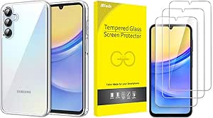 JETech Samsung Galaxy A15 5G / 4G Bumper Case and 9H Tempered Glass Screen Protector Bundle