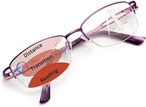 LianSan Womens Progressive Multifocus Computer Reading Glasses Blue Light Blocking Readers for Women Purple Pink