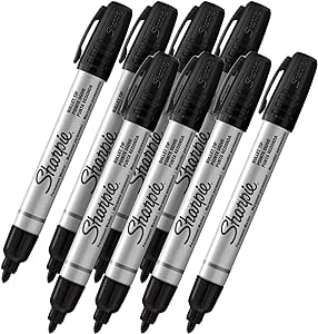 Sharpie Pro Bullet Tip Industrial Strength Permanent Marker, Bullet Point, Black Ink, Pack of 8