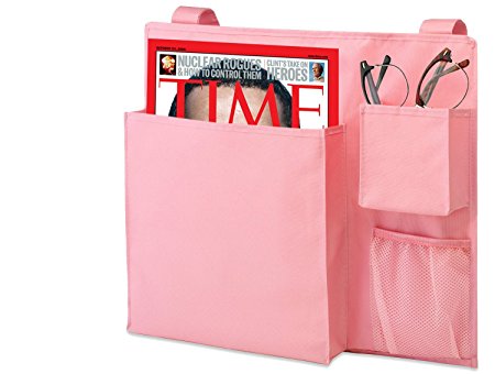 Zober Bedside Pocket Organizer / Bedside Storage, Accessory and Remote Caddy [Pink Icing] (Pink Icing)