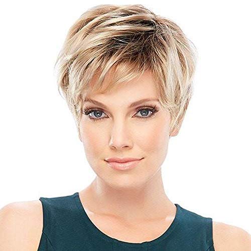 Charming Super Natural Blonde Wigs for White Women Short Curly Hair Wig Full Synthetic Womens Wigs with Wig Cap