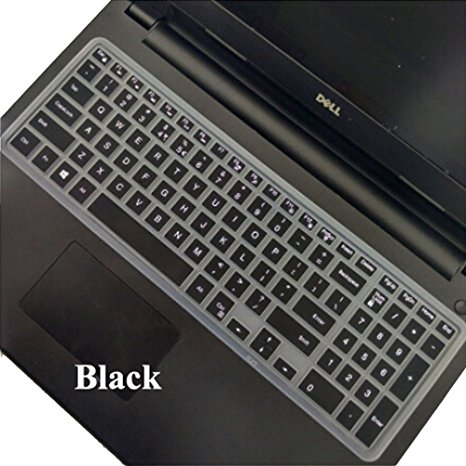 CaseBuy Keyboard Silicone Cover Protector Skin for Dell Inspiron 15 3000 5000 i3541 15-3542 15-3543 15-3551 15-3552 15-3558 15-5545 15-5547 15-5548 15-5555 15-5558 15-5559 15-7559 17-5748 17-5749 17-5755 17-5758 17-5759 US Layout(Black)