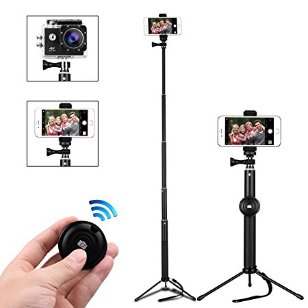 Selfie Stick Tripod, MWAY Handheld Monopod with Foldable Tripod Stand, Wireless Remote Shutter for iPhone X, iPhone 8/7/6, Galaxy Note 8/S8, Gopros, DSLR, Cameras