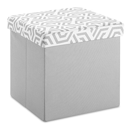 Whitmor Collapsible Storage Ottoman Paloma Gray Geo Wheel