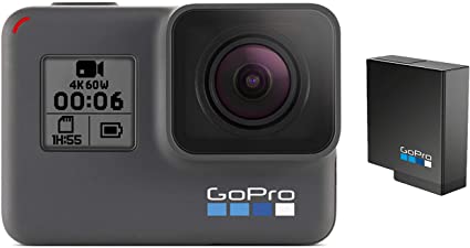 GoPro HERO6 Black   Extra Battery - E-Commerce Packaging - Waterproof Digital Action Camera with Touch Screen 4K HD Video 12MP Photos Live Streaming Stabilization