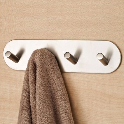 KES A7066H4 Bathroom Lavatory Self Adhesive Coat and Robe Hook Rack/Rail with 4 Hooks SUS304 Stainless Steel, Brushed Finish