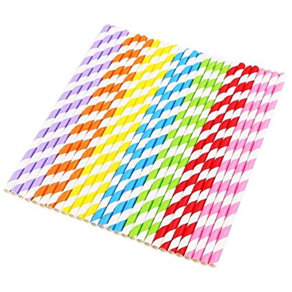 Vicloon 175pcs Paper Straws, Color Decoration Drinking Straws for Birthday, Wedding, Christmas, Celebration Party Favor Supplies, 7 Colors Rainbow