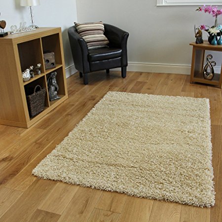 SOFT THICK LUXURY CREAM SHAGGY RUG 9 SIZES AVAILABLE 160cmx220cm (5ft3" x 7ft3")