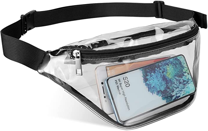 Clear Fanny Pack Stadium Approved, Water proof Transparent Fanny Pack for Women and Men, Small Clear Plastic Fanny Pack Bag for Work & Sport Event
