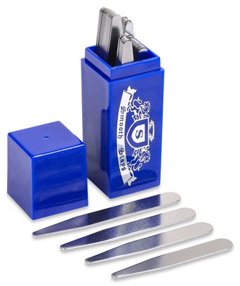 36 Stainless Steel Collar Stays in Blue Plastic Box, Order the Sizes You Need
