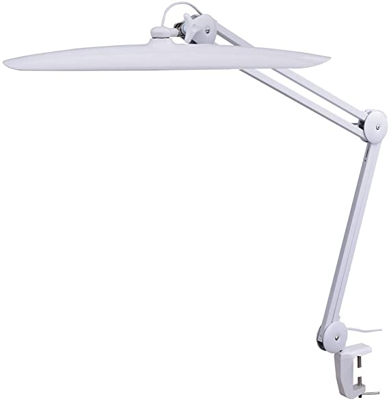The Grinning Gargoyle WCN-0004 - LED Super Bright Hobby Task Lamp with Dimmer - Hands Free Adjustable Perfect for Reading - Hobbies - Model Painting - Embroidery – Includes Table Clamp and Swing Arm