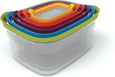 Joseph Joseph 81009 Nest Storage Plastic Food Containers Set with Lids Airtight Microwave Safe, 12-Piece