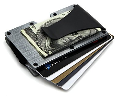 RFID Blocking Front Pocket - Aluminum Slim Wallet / Travel Money Clip Credit Card Holder