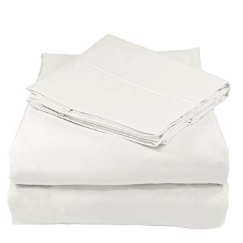 Whisper Organics Organic Cotton Sheets Set GOTS Certified, 400 Thread Count, Sateen (King, White)