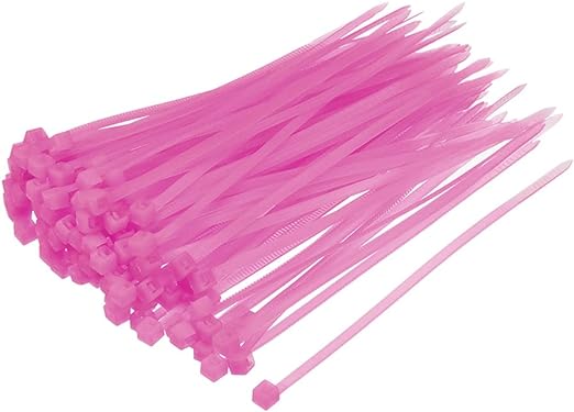 uxcell Cable Zip Ties Nylon Cable Wire Ties 4 Inch Self-Locking Nylon Tie Wraps Pink 100pcs