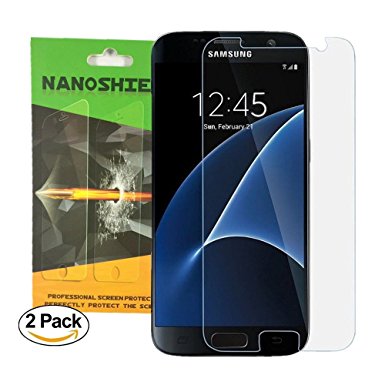 Galaxy S7 Nano Screen Protector [2-Pack],Acoverbest Explosion-proof 0.18mm Ballistic Ultra Thin HD Screen Protector [Ultra-Clear] [Scratch Proof] for Samsung Galaxy S7