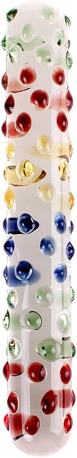 Wowlife Glass Dildo Dilddo for Women Crystal Masturbator Glass Pleasure Wand G-spot Stimulator Anal Penis Dildos Pleasure Wand for Women/Female/Lover/Couple (Colorful Beads)