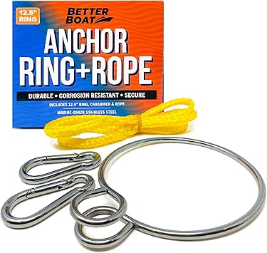 Anchor Ring & Rope Anchor Retrieval System for Boat Anchors with Anchor Buoy Ball Anchor Ball Ring Lift System Anchor Puller Stainless Steel Boat Anchor Accessories