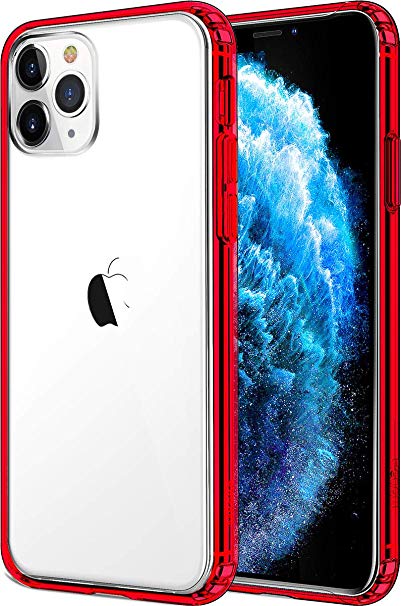 Mkeke Compatible with iPhone 11 Pro Max Case, Clear iPhone 11 Pro Max Cover Shock Absorption Phone Cases 6.5 inch-Red