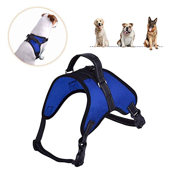 PERSUPER Dog Harness Adjustable Soft Mesh - No Choke No Pull Breathable Multi Use Dog Harness Vest Reflective Stitching for Walking Hiking Hunting Training for Medium and Large Breed Dogs