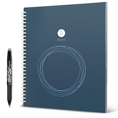 Rocketbook Wave Smart Reusable Notebook - Upload Notes Using iOS/Andriod App and Then Microwave To Clear All Pages and Start Again - Standard / Large Size