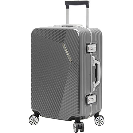 Andiamo Luggage Aluminum Frame 20" Carry On Zipperless Suitcase With Spinner Wheels