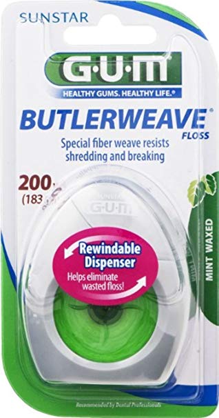 GUM Butlerweave Floss Mint Waxed 200 yd (Pack of 3)