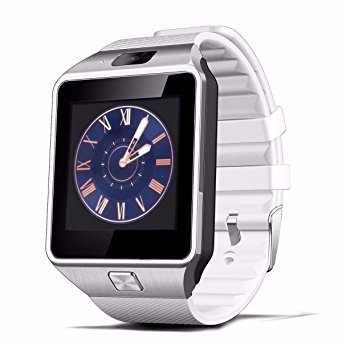 Amazingforless White Bluetooth Touch Screen Smart Wrist Watch Phone Mate with Camera for Smartphone SIM/TF Apple iphone 4/4S/5/5C/5S/6/6s/6plus/6splus/7 Android Samsung S2/S3/S4/S5/S6/S7/Note 3/4/5/7
