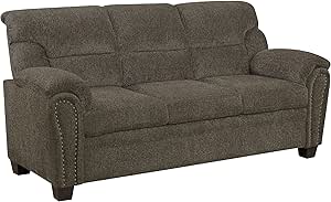 Coaster Home Furnishings Clementine Upholstered Sofa with Nailhead Trim Brown