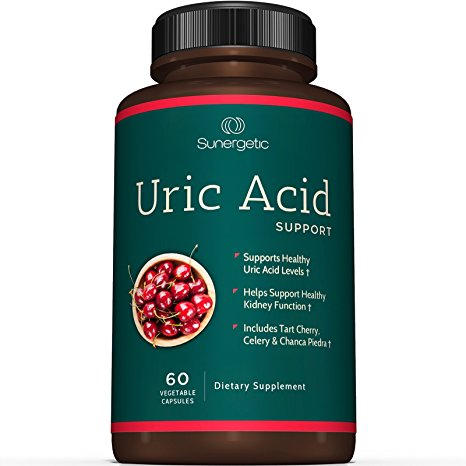 Premium Uric Acid Support Supplement – Uric Acid Cleanse & Kidney Support – Includes Tart Cherry, Chanca Piedra, Celery Extract & Cranberry - Supports Uric Acid Levels – 60 Veggie Capsules