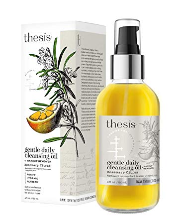 Thesis Organic Natural Facial Cleansing Oil & Makeup Remover - Rosemary Citrus - for Face, Eyes, Lips - Gentle Moisturizing Non-Irritating Daily Face Cleanser
