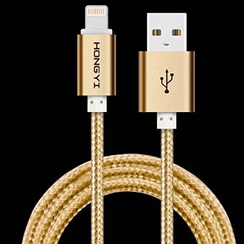 Iphone Charger CableJackpoloo 6ft Nylon Braided USB Cable with Lightning Connector for iPhone 5 5s 5c 6s Plus  6 Plus iPad Pro Air 2 Golden