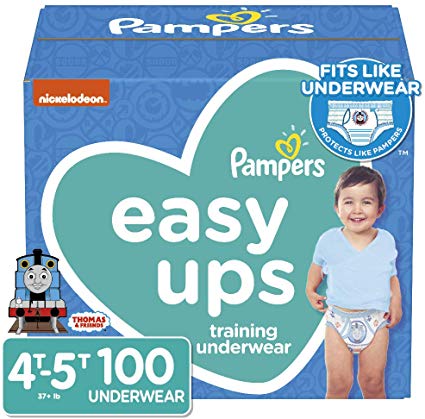 Pampers Easy Ups Pull On Disposable Potty Training Underwear for Boys, Size 6 (4T-5T), 100 Count, Enormous Pack