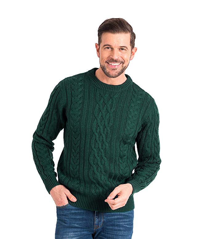 Woolovers Mens Pure Wool Aran Knitted Sweater