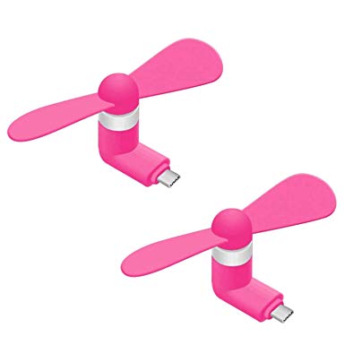 [2 Pack] Type C Mini Fan USB C Mini Phone Fan Cooler for Android Samsung Galaxy Samsung Galaxy S9 S8 Note 9,Note 8, Google Pixel 2 3 XL,Moto Z Z2,LG V30 G7 G6 ([2 Pack] Rose Red)
