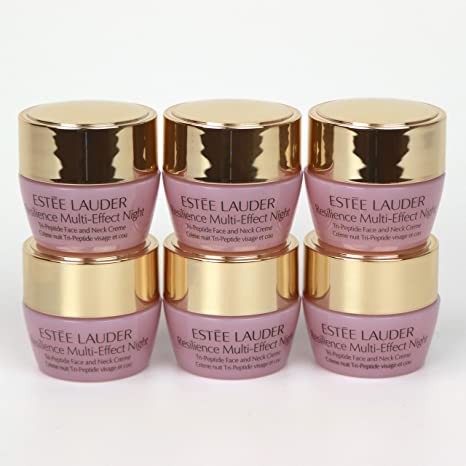 Pack of 6 x Estee Lauder Resilience Multi-Effect Night Tri-Peptide Face & Neck Creme 0.24 oz each Unboxed
